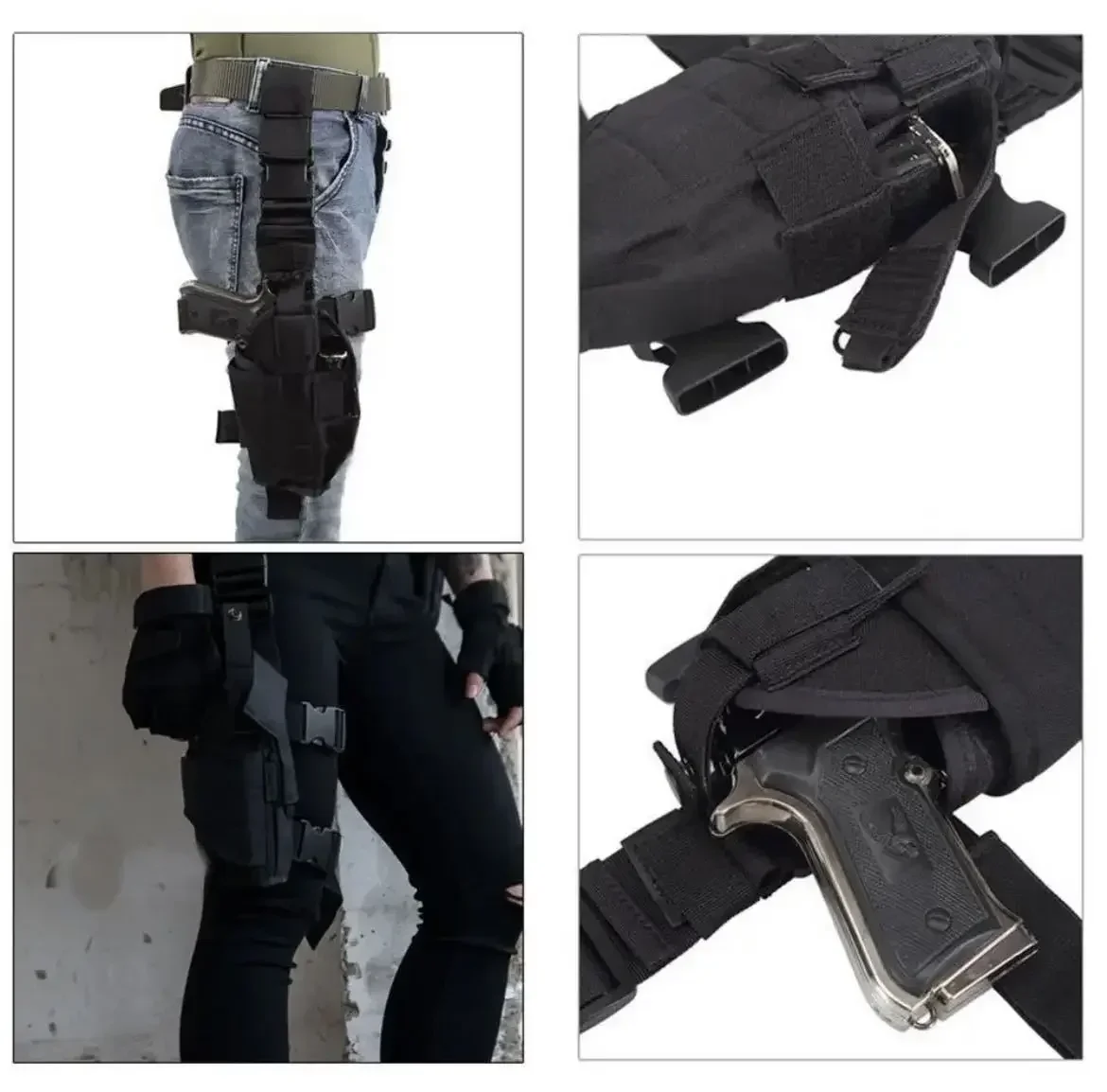 Universal Drop Leg Thigh Gun Holster Right Hand Adjustable Handgun Holder Pouch Outdoor Hunting Gun Glock Pistol Holster Bag thumbnail 6