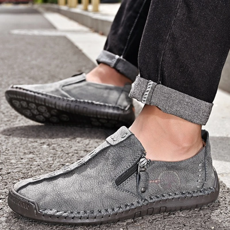 Handmade Leather Men Shoes Casual Slip On Men Loafers Designer Soft Sole Moccasins Comfortable Anti-slip Walking Shoes Plus Size thumbnail 6