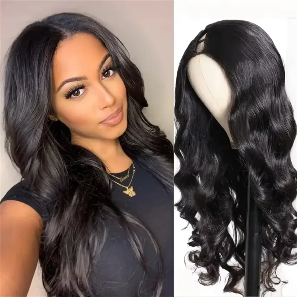 16-34 Inches Body Wave V Part Wig For Women Brazilian Virgin Hair V Shape Machine Made Wig Body Wave U Part Wigs Cheap Wig