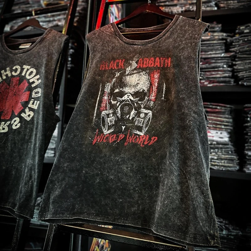 American Rock Band Printed Vintage Washed Sports Vest Cotton Sleeveless Men's T-shirt Hip-hop Gym Clothing Tank Top Summer 2025 thumbnail 6