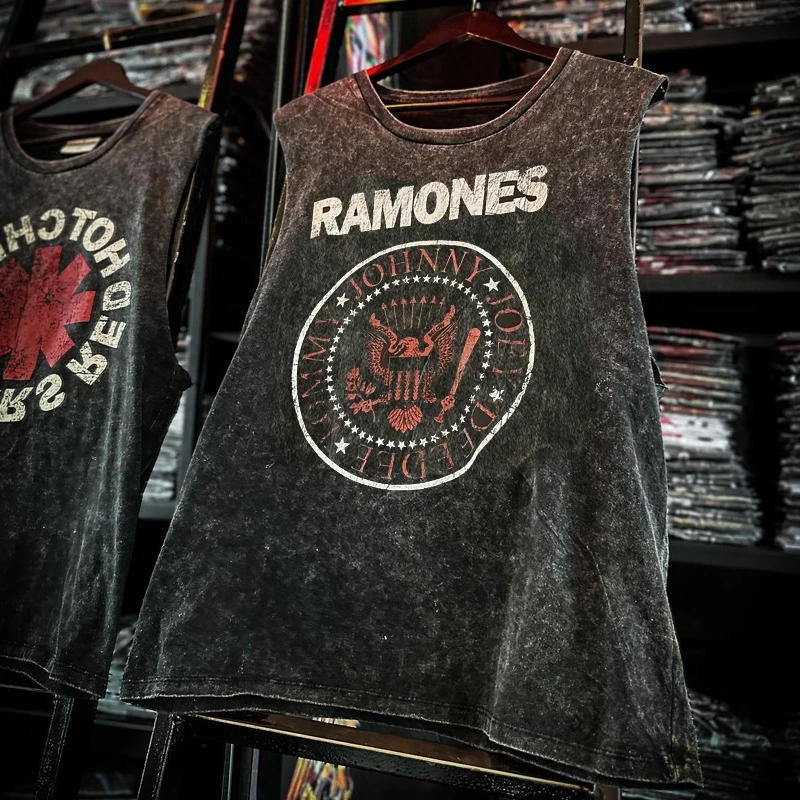 American Rock Band Printed Vintage Washed Sports Vest Cotton Sleeveless Men's T-shirt Hip-hop Gym Clothing Tank Top Summer 2025 thumbnail 2