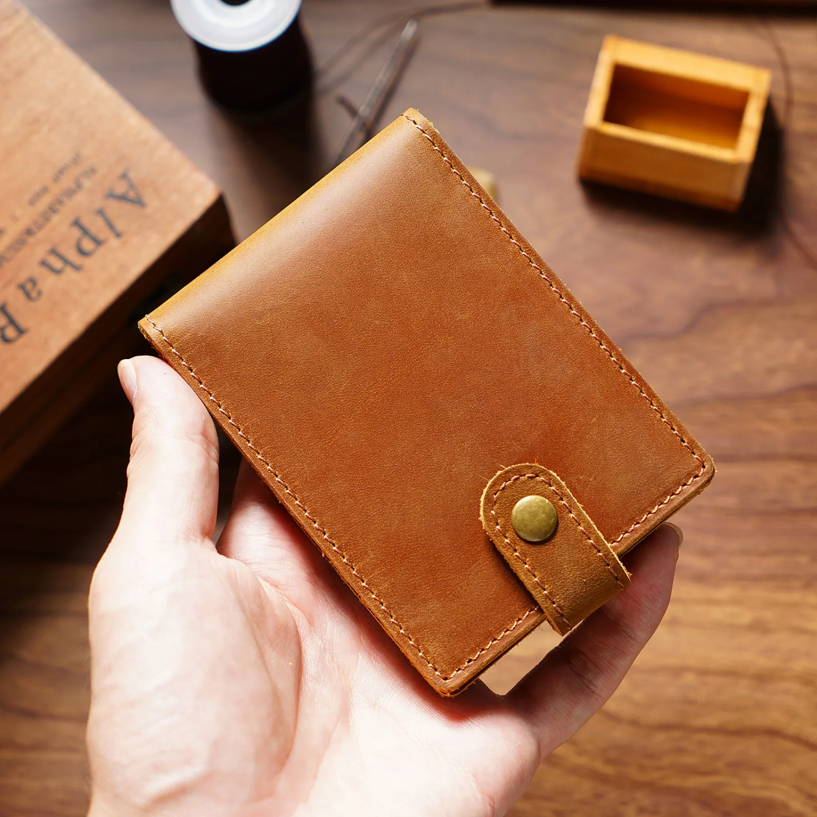 Genuine Leather Bifold Driver License Holder, Slim Holder Cover for Cards, Driver's License, Bussiness Travel Gift for Women Men thumbnail 2