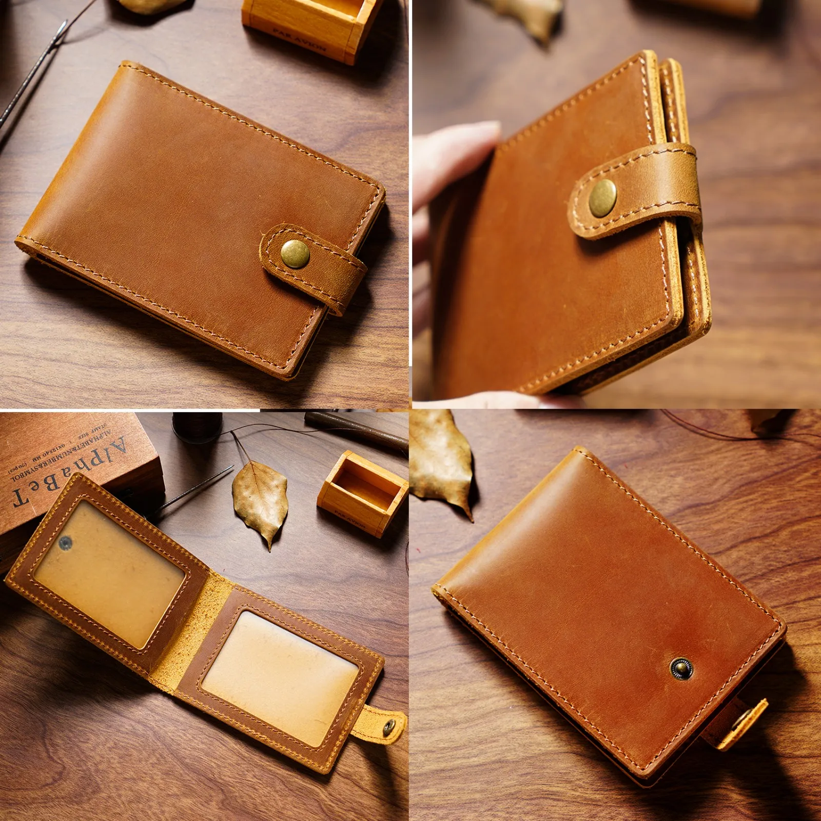 Genuine Leather Bifold Driver License Holder, Slim Holder Cover for Cards, Driver's License, Bussiness Travel Gift for Women Men thumbnail 6