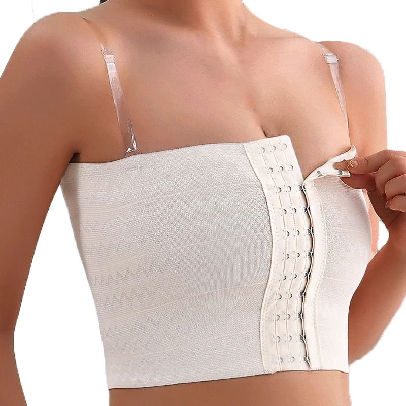 Women Compression Breast Shapewear Bra Intimates Body Shaper Binder Trans With Bra Straps Tops Breathable Short Chest Tank Tops thumbnail 2