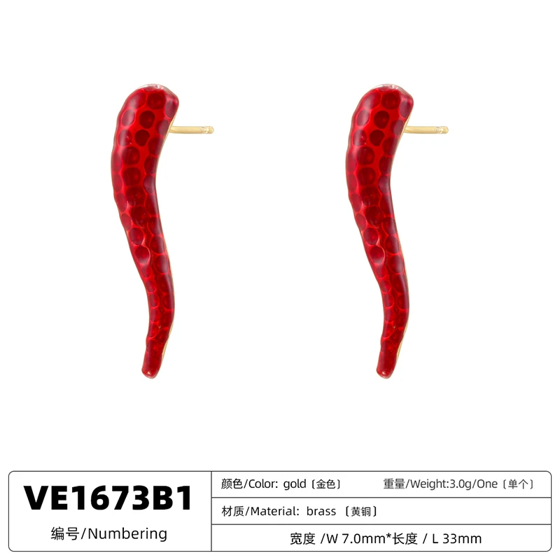 ZHUKOU Premium Texture Pepper Chilli Series Style Ring Earrings Ladies Sexy Jewellery Accessories 1pc:VD1907 thumbnail 4