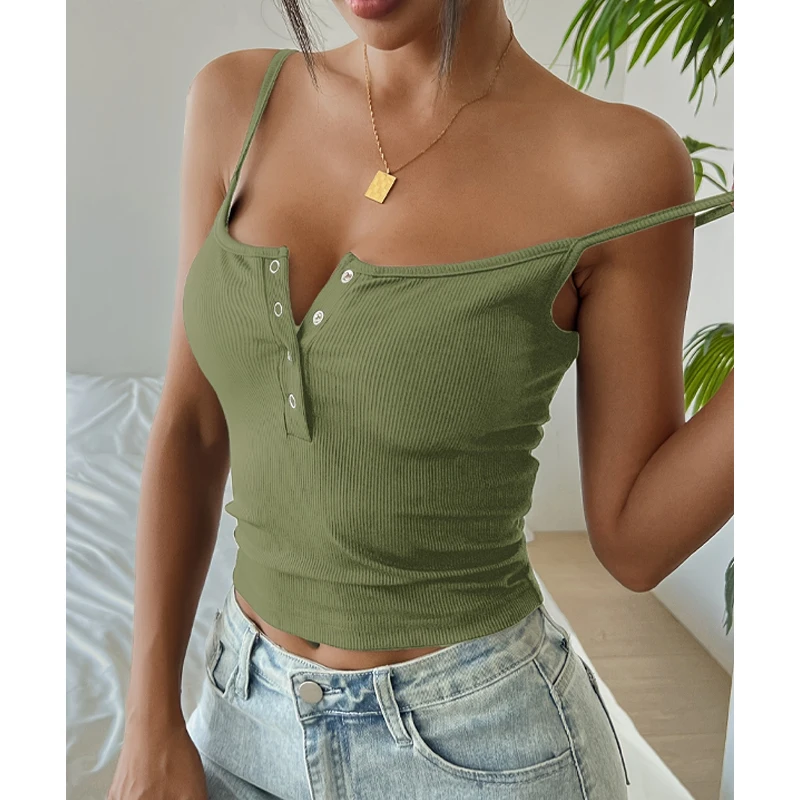 One Piece Summer Tops Women's Vest Cropped Corset Korean Suspenders Vest Sexy Camisole Slim Y2K Corset Tops Casual Basic T-shirt thumbnail 2