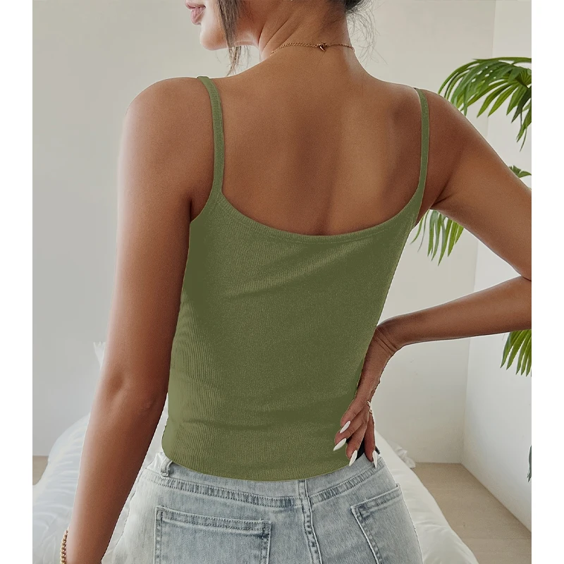One Piece Summer Tops Women's Vest Cropped Corset Korean Suspenders Vest Sexy Camisole Slim Y2K Corset Tops Casual Basic T-shirt thumbnail 3