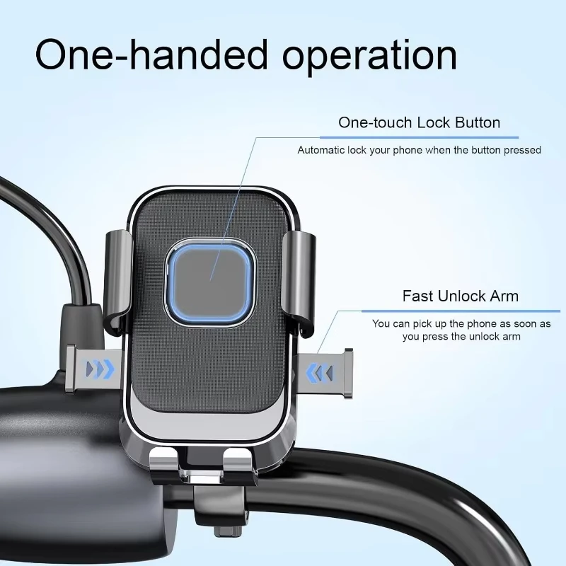 Bike Phone Holder Motorcycle Fast Locking Rotatable MTB Phone Mount Shockproof Phone Holder thumbnail 2