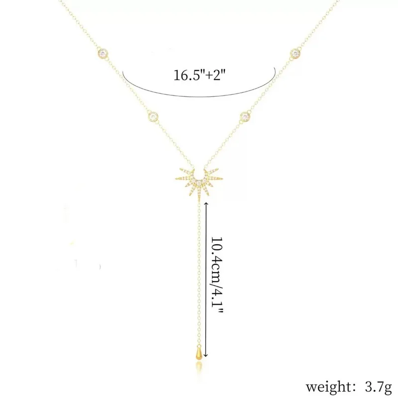 Stainless Steel Y-Shaped Pendant Necklace for Women Girls, Elegant Fashion Simulated Diamond Long Tassel Dangle Jewelry Gifts thumbnail 6