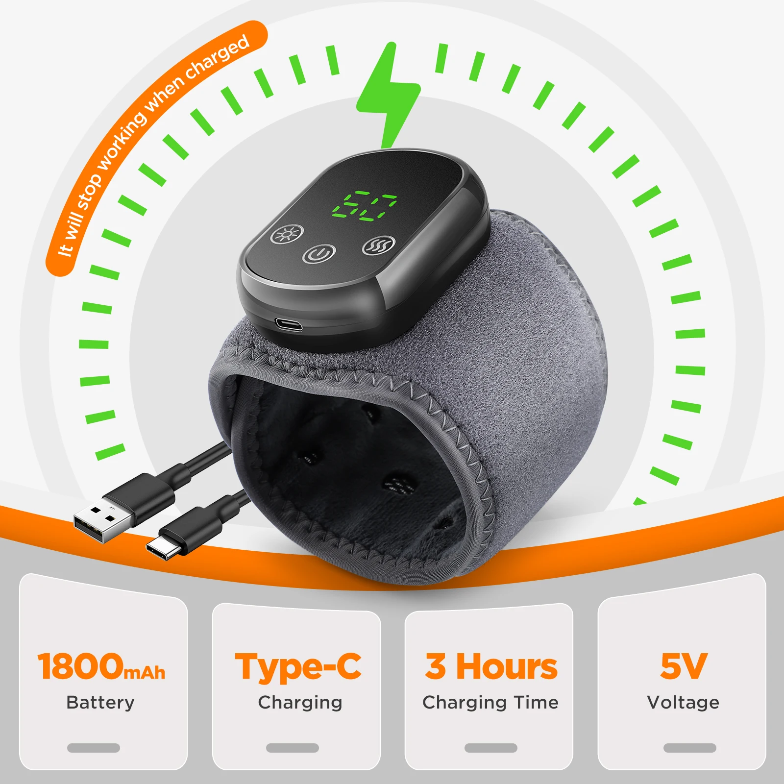 Electric Wrist Brace with Adjustable Hot Compress Vibration Massage Ankle Guard Band Carpal Tunnel Hand Foot Protection Tool thumbnail 5