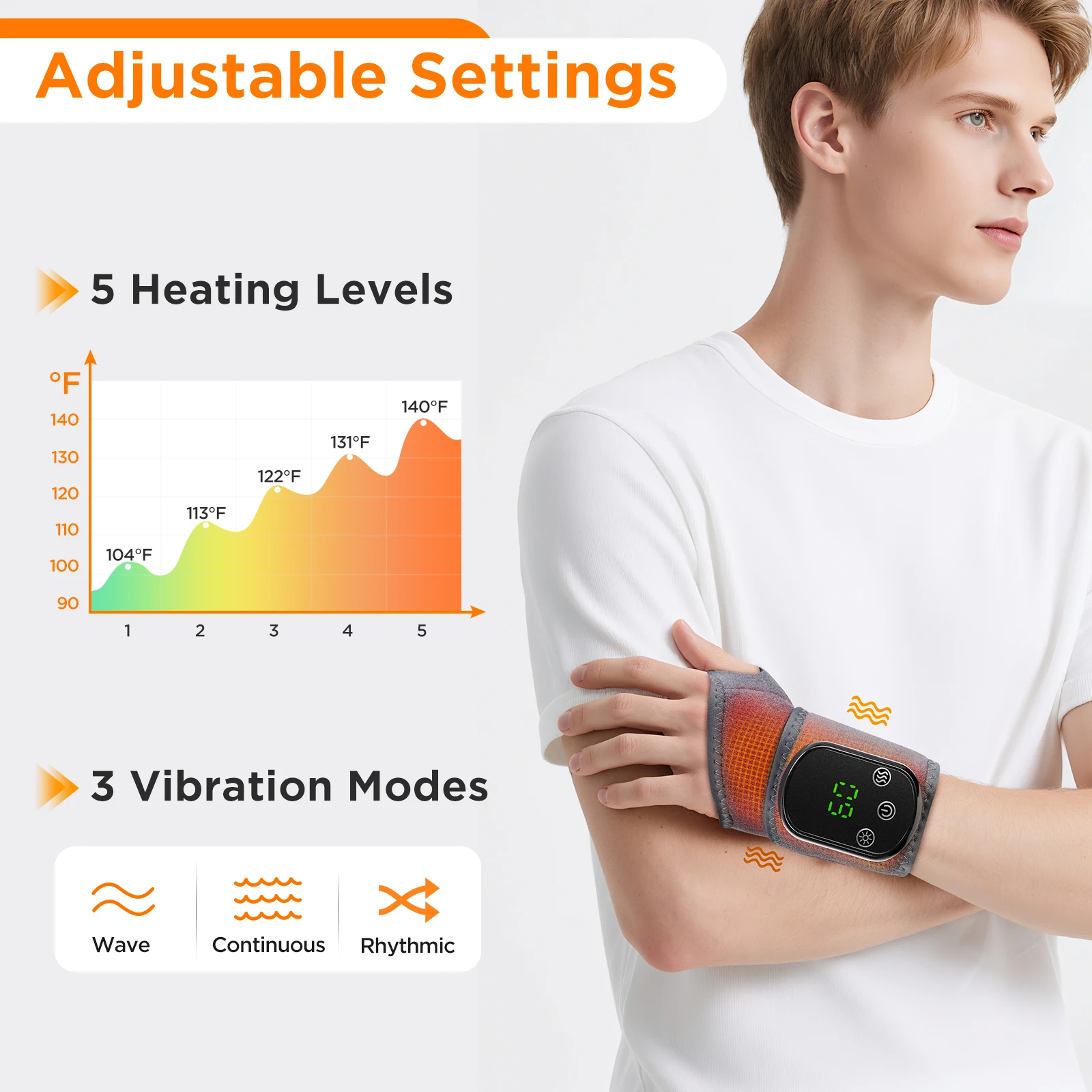 Electric Wrist Brace with Adjustable Hot Compress Vibration Massage Ankle Guard Band Carpal Tunnel Hand Foot Protection Tool thumbnail 2