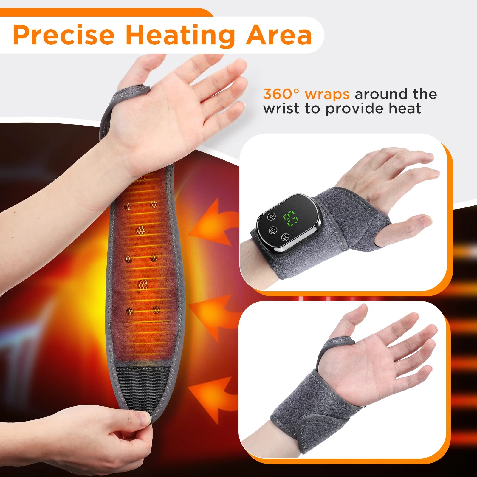 Electric Wrist Brace with Adjustable Hot Compress Vibration Massage Ankle Guard Band Carpal Tunnel Hand Foot Protection Tool thumbnail 3