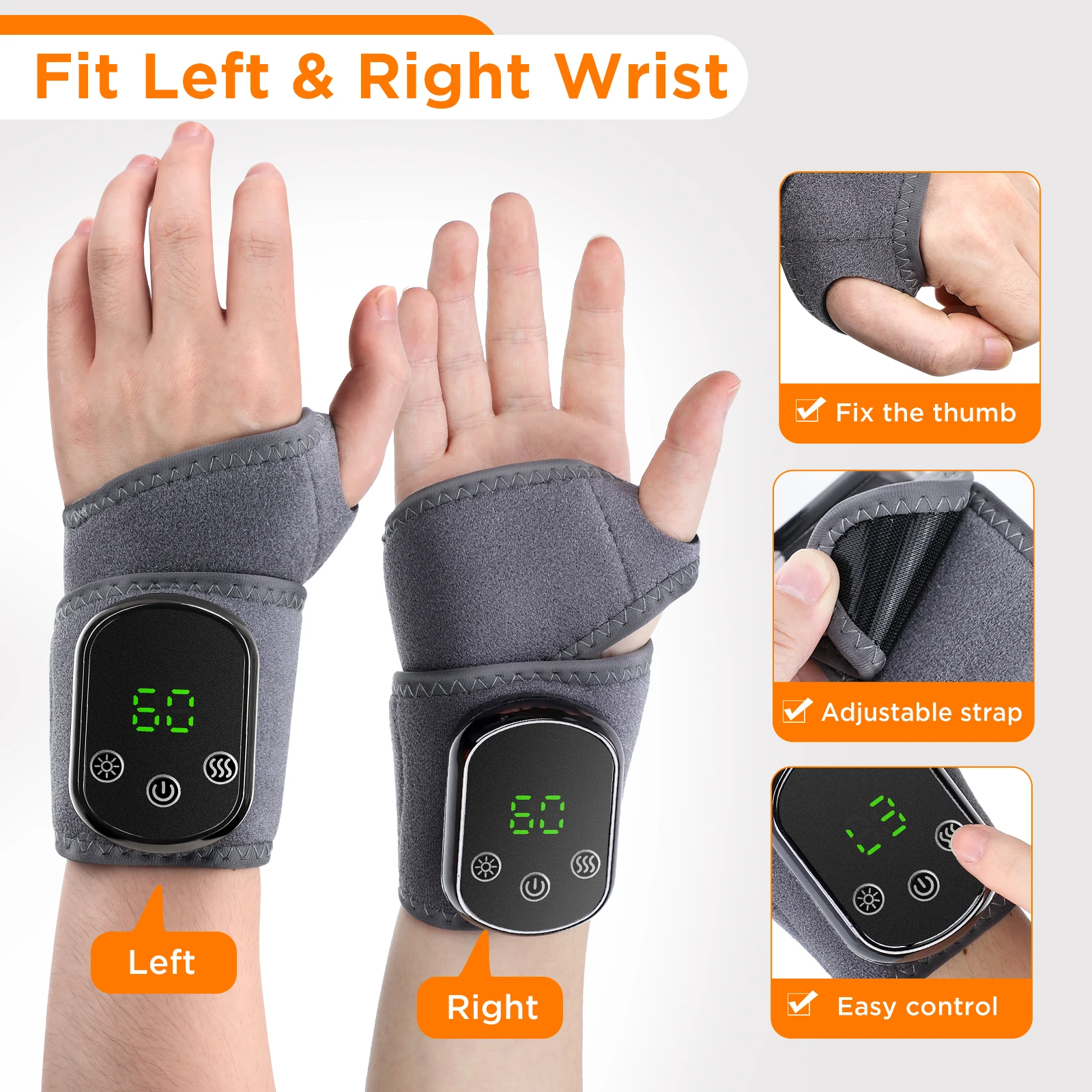 Electric Wrist Brace with Adjustable Hot Compress Vibration Massage Ankle Guard Band Carpal Tunnel Hand Foot Protection Tool thumbnail 6