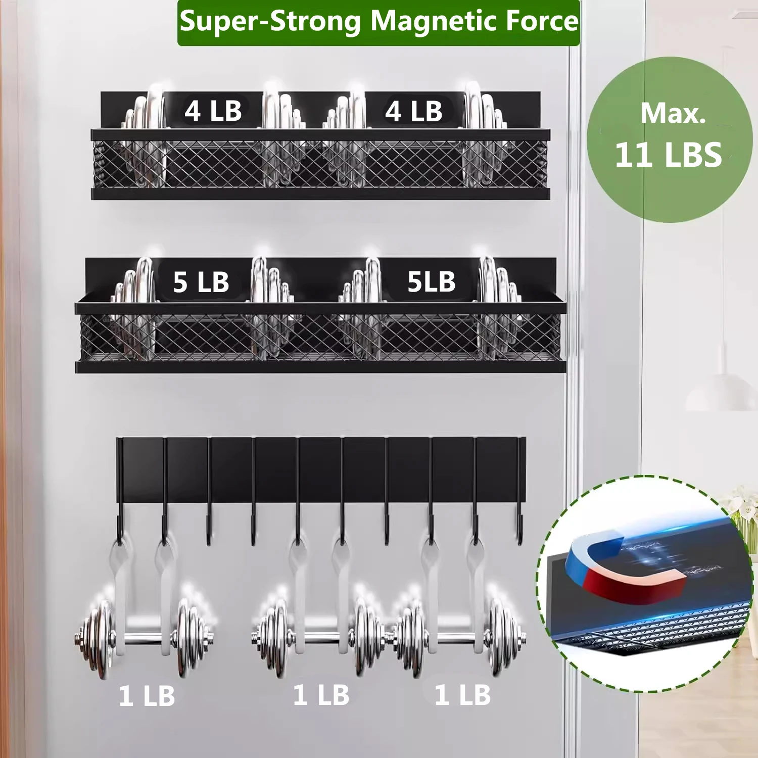 Metal Magnetic Spice Storage Rack for Refrigerator Oven Magnetic Fridge Shelf for DIY Kitchen Spice Organizer Magnetic Shelf thumbnail 3