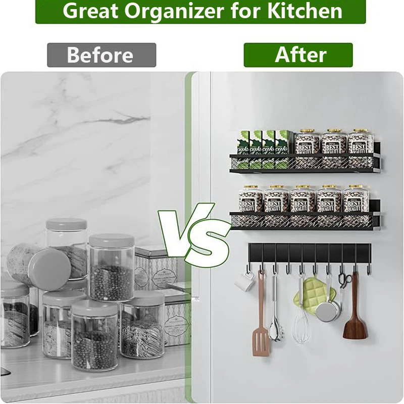 Metal Magnetic Spice Storage Rack for Refrigerator Oven Magnetic Fridge Shelf for DIY Kitchen Spice Organizer Magnetic Shelf thumbnail 4