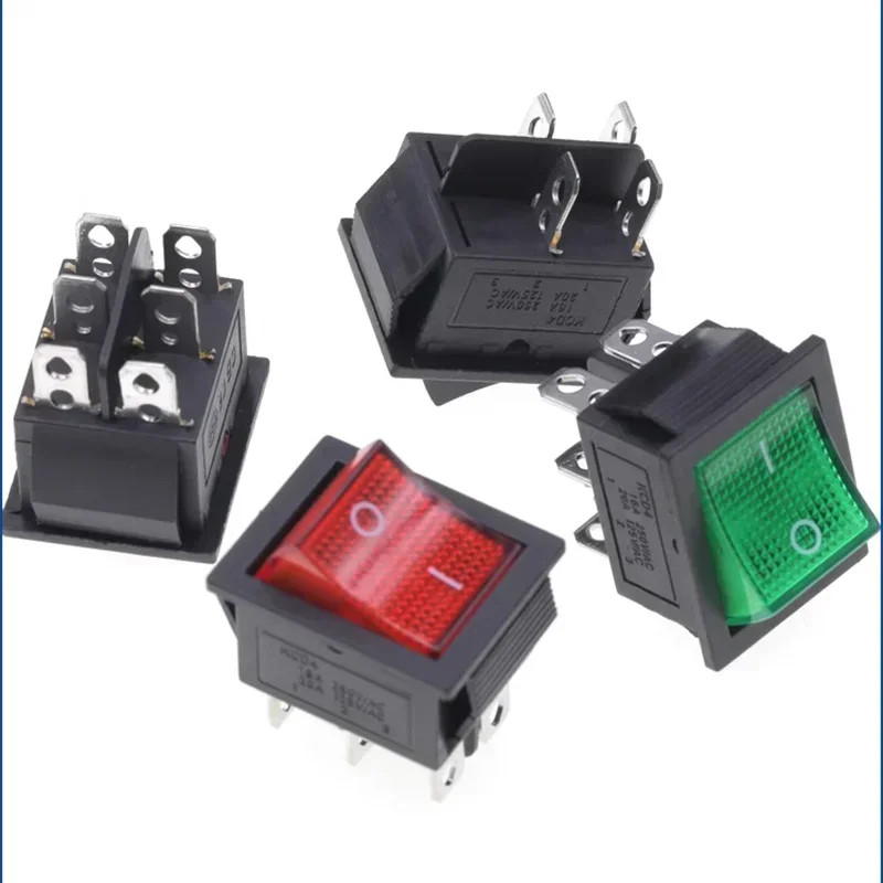 5/20Pcs KCD4 Snap-in Switch AC Power Switch ON OFF 16A 250V Rocker Switch 4/6Pin Toggle Switches with Led Light kcd4 25x31mm thumbnail 2