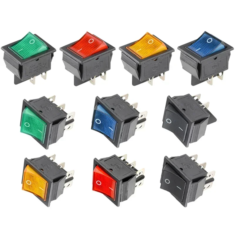 5/20Pcs KCD4 Snap-in Switch AC Power Switch ON OFF 16A 250V Rocker Switch 4/6Pin Toggle Switches with Led Light kcd4 25x31mm thumbnail 6