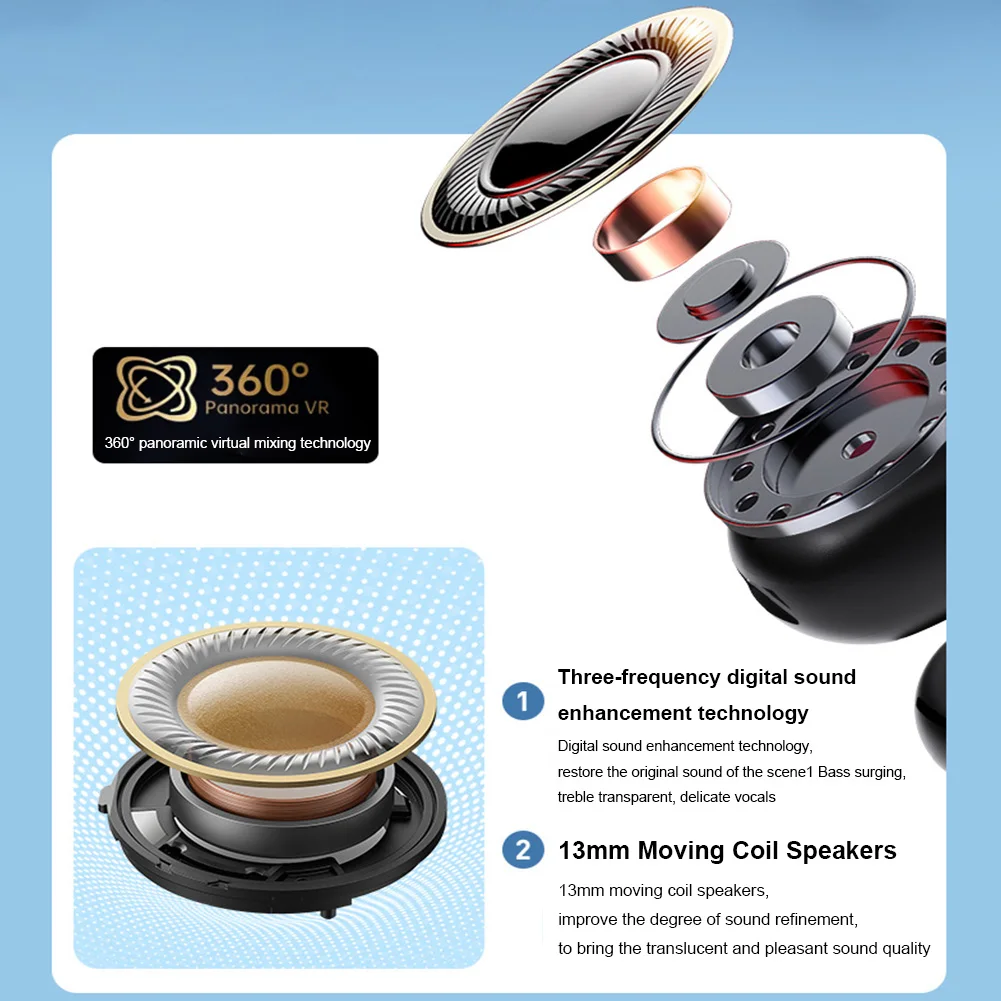 Wireless Ear Clip On Earphone Bluetooth-Compatible 5.4 EarBuds Noise Canceling HiFi Stereo Headset Waterproof Clip On Headphone thumbnail 5