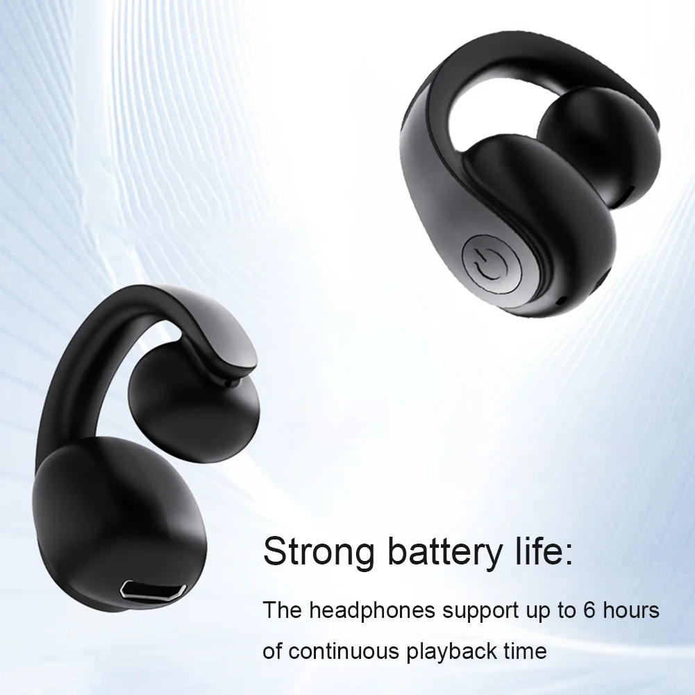 Wireless Ear Clip On Earphone Bluetooth-Compatible 5.4 EarBuds Noise Canceling HiFi Stereo Headset Waterproof Clip On Headphone thumbnail 3
