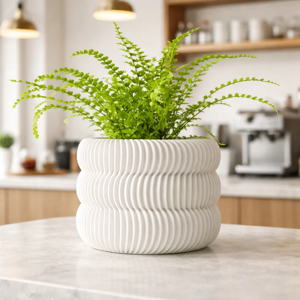 Modern Minimalist 3D Printed Plant Pot – Biodegradable Flower Planter for Home Decor, Eco-Friendly Sustainable Gift (Maro) thumbnail 3