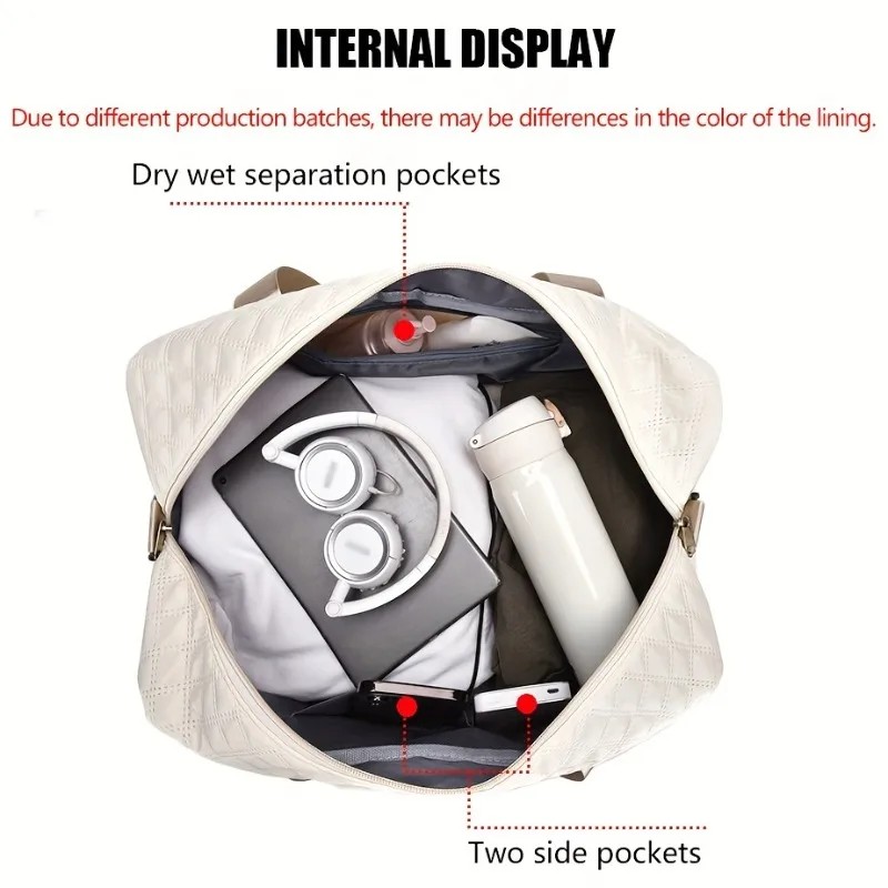 Casual nylon travel luggage bag,  large capacity sports and fitness storage, multi pocket portable weekender overnight bag thumbnail 5