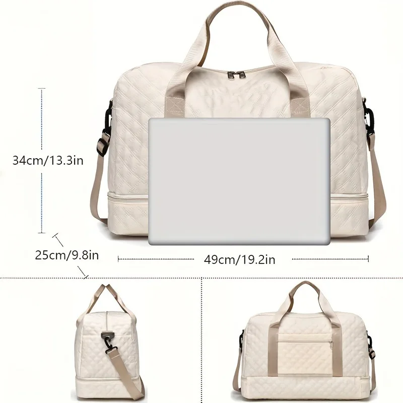 Casual nylon travel luggage bag,  large capacity sports and fitness storage, multi pocket portable weekender overnight bag thumbnail 4