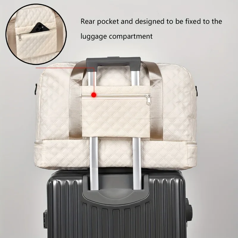 Casual nylon travel luggage bag,  large capacity sports and fitness storage, multi pocket portable weekender overnight bag thumbnail 6