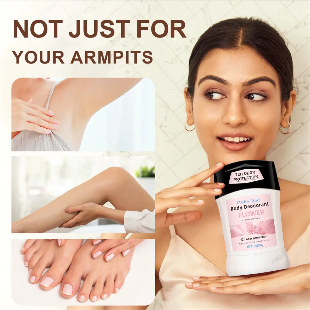 Aluminum Free Deodorant Women Antiperspirant Stick Natural Fragrance Flower Scent Deodorants Body Odor Remover 50g thumbnail 4