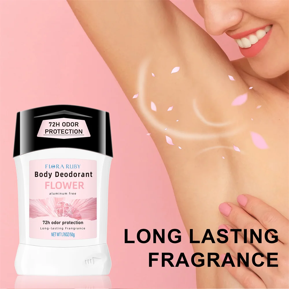 Aluminum Free Deodorant Women Antiperspirant Stick Natural Fragrance Flower Scent Deodorants Body Odor Remover 50g thumbnail 2