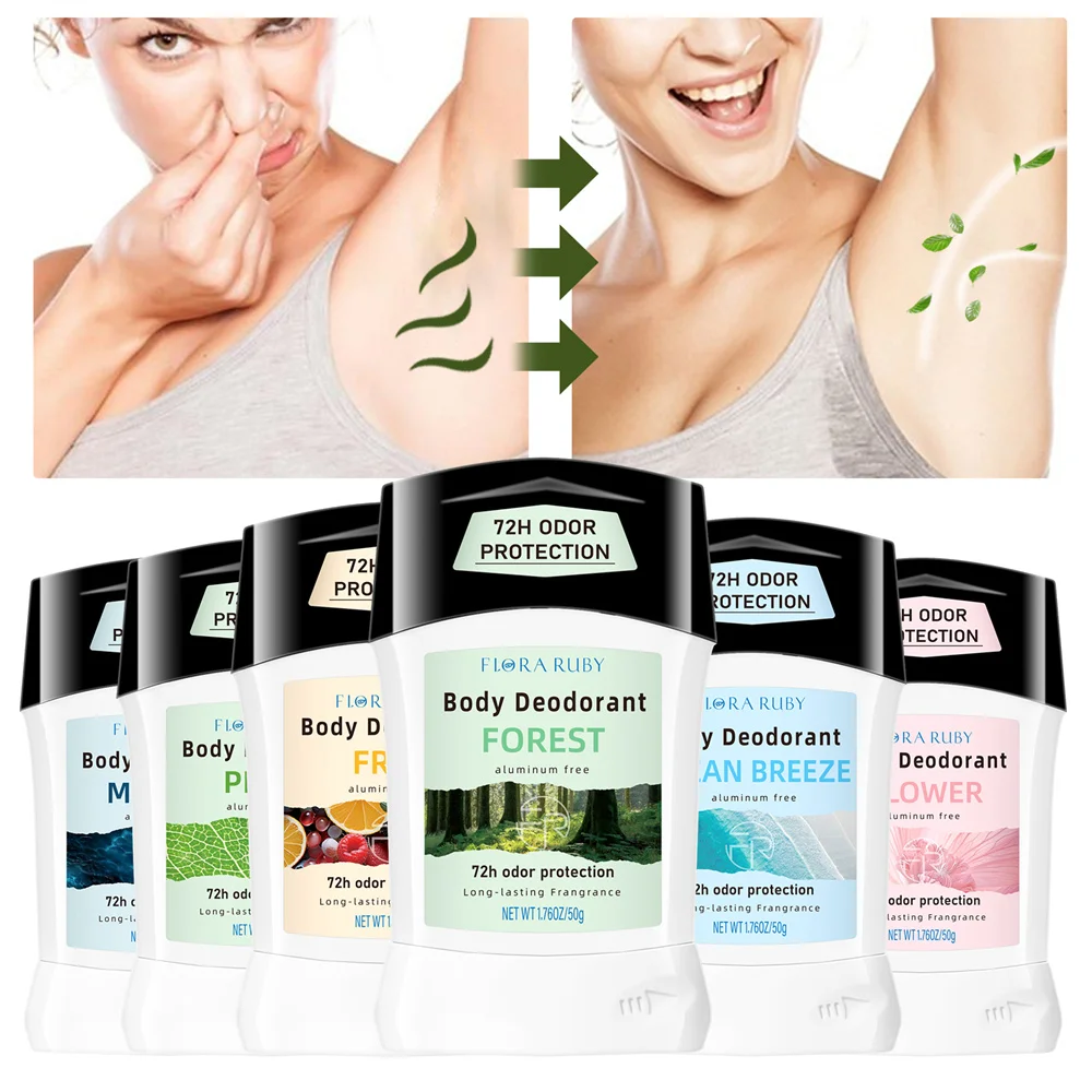 Aluminum Free Deodorant Women Antiperspirant Stick Natural Fragrance Flower Scent Deodorants Body Odor Remover 50g thumbnail 3