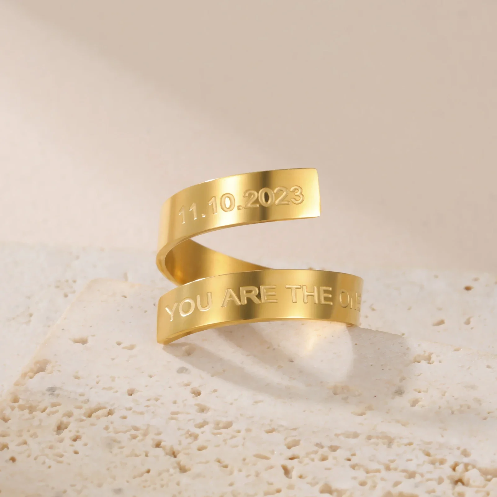 Skyrim Customized Name Date Engraved Rings for Women Men Personalized Stainless Steel Gold Color Rings Wedding Jewelry 2026 thumbnail 2