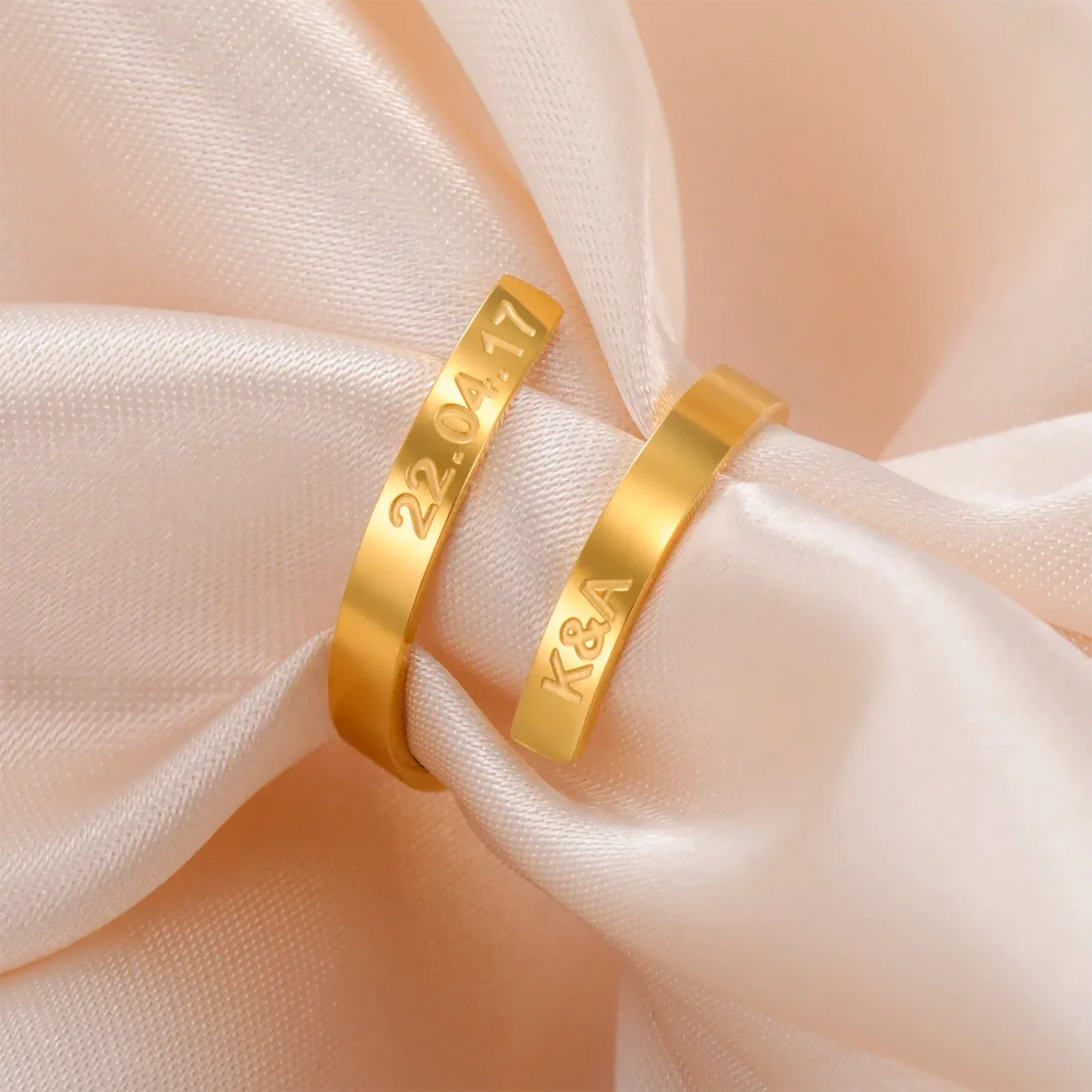 Skyrim Customized Name Date Engraved Rings for Women Men Personalized Stainless Steel Gold Color Rings Wedding Jewelry 2026