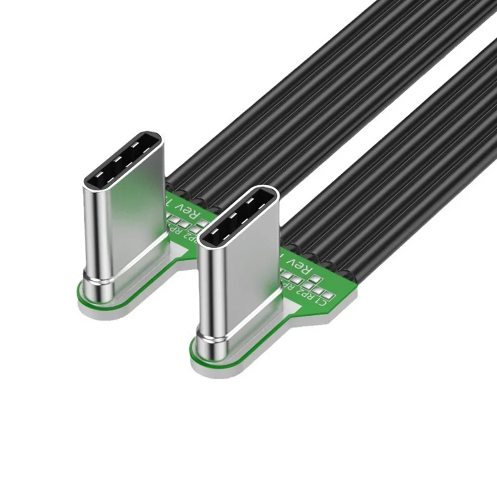 Flexible Flat Silicone USB C to USB C Cable Left/Right Angled for Camera Phones 65W Fast Charging 2.0 Data Transfer Data Cables thumbnail 2