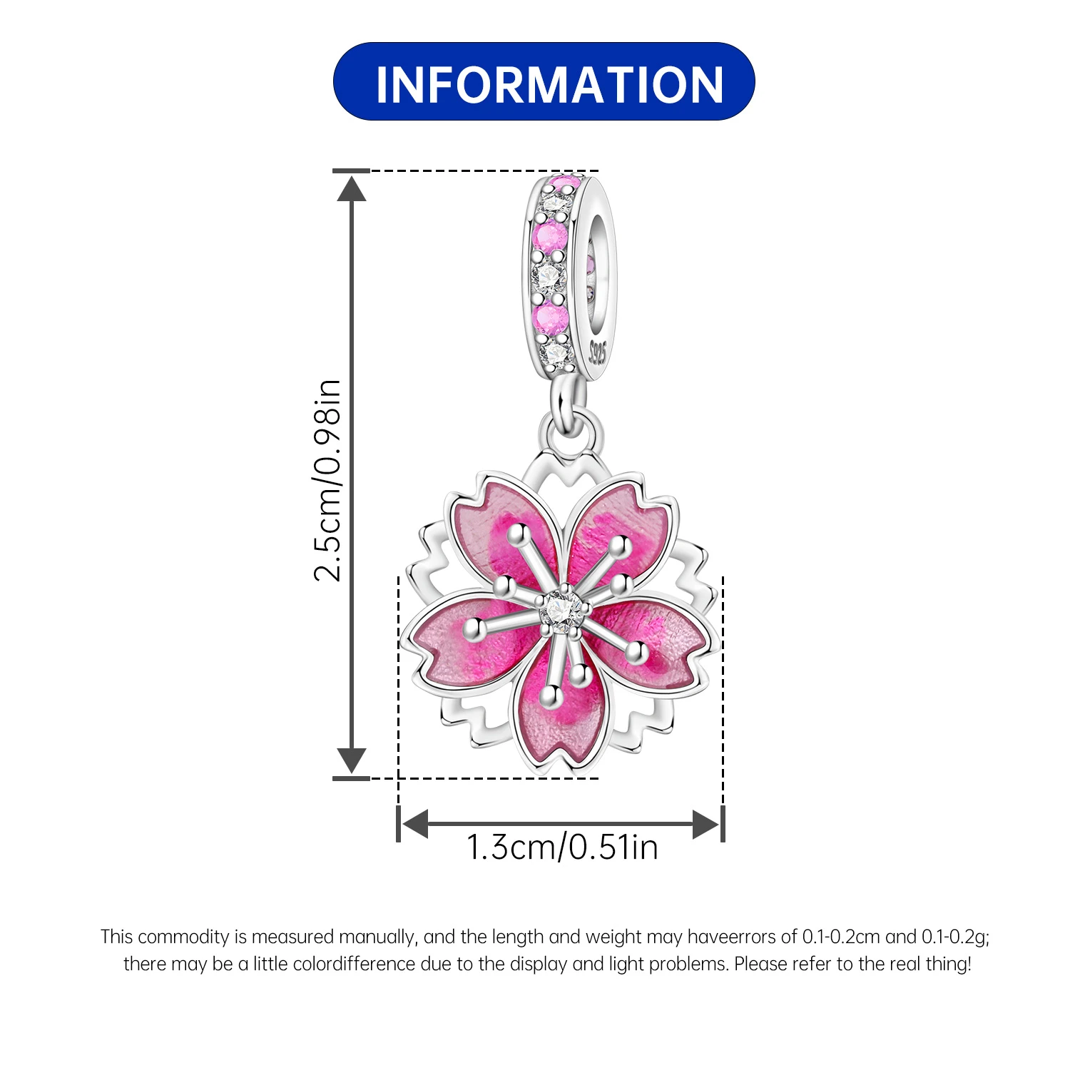 Original 925 Sterling Silver Flowers Plant Rotating Cherry Blossom Pendant Charms Beads For Necklace DIY Bracelet Fine Jewellery thumbnail 5