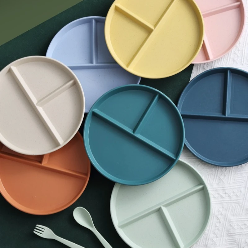 1pc Divided Breakfast Plate,3 Grids Round Plastic Individual Plate,Reusable Healthy Diet And Weight Loss Plate, Picnic Plate thumbnail 4