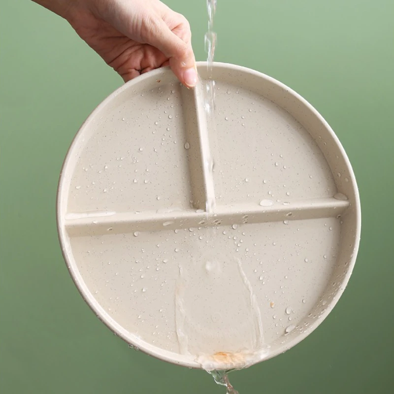 1pc Divided Breakfast Plate,3 Grids Round Plastic Individual Plate,Reusable Healthy Diet And Weight Loss Plate, Picnic Plate thumbnail 5