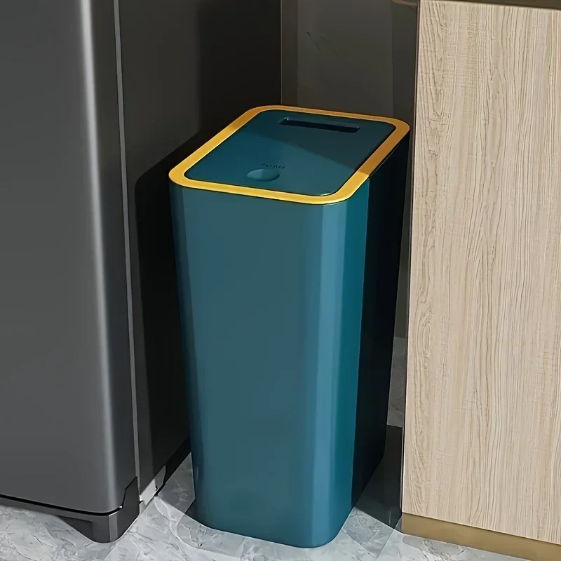Odor Proof Trash Can with One-Touch Modern Design Durable Plastic Bathroom Kitchen Bin Space Saving Leakproof thumbnail 4