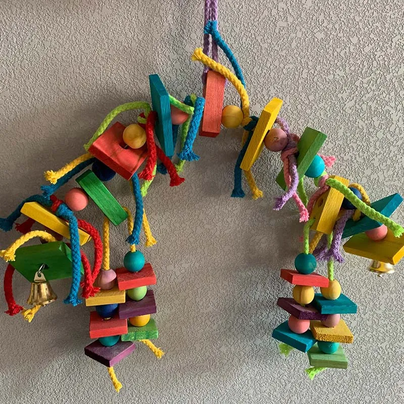 Bird Toy Parrot Colorful Wooden Chewing Toy thumbnail 4