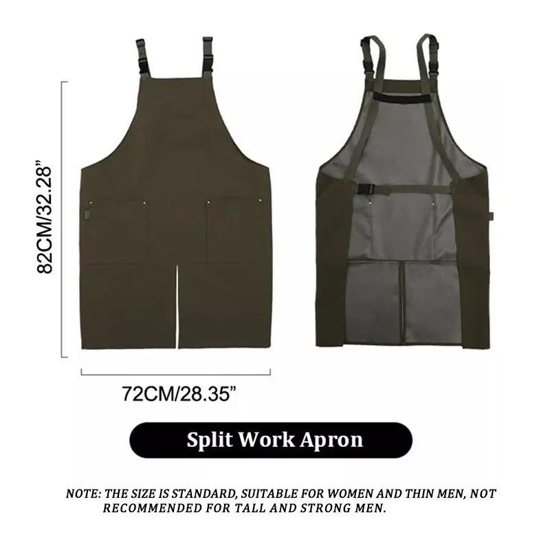 1 pc Coffee Shop Kitchen Work Waterproof Apron With Pockets, Unisex Apron, Oil Resistant Barista Chef Waiter Apron thumbnail 6