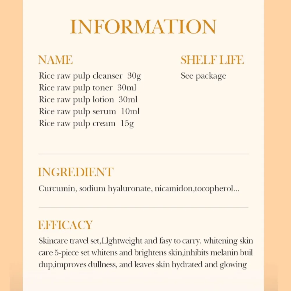 BIOAOUA Rice Whitening Skin Care Set, facial cleanser+toner+essence+lotion+cream,Brightning Htdrating Serum,Women skin care thumbnail 5