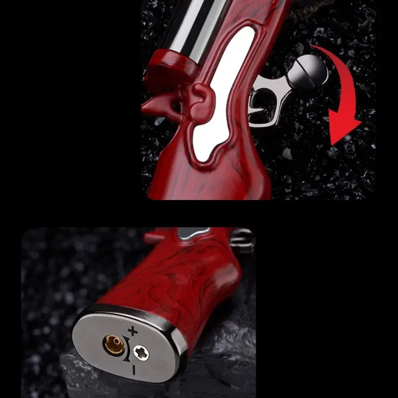 Metal Mini Gun Dual Fire Butane Gas Lighter Press Ignition Open Flame Smoking Accessories Gifts For Men Dropshipping Suppliers thumbnail 4