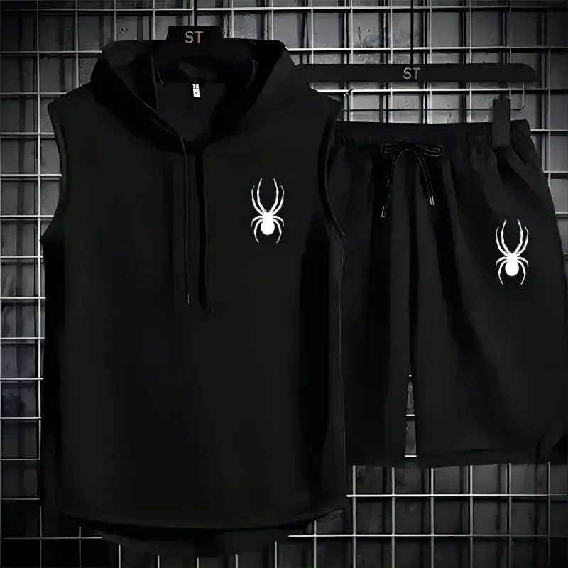 2025 New summer men's sleeveless set summer sports jersey set, men casual sports suit men's loose basketball suit summer tank to thumbnail 5