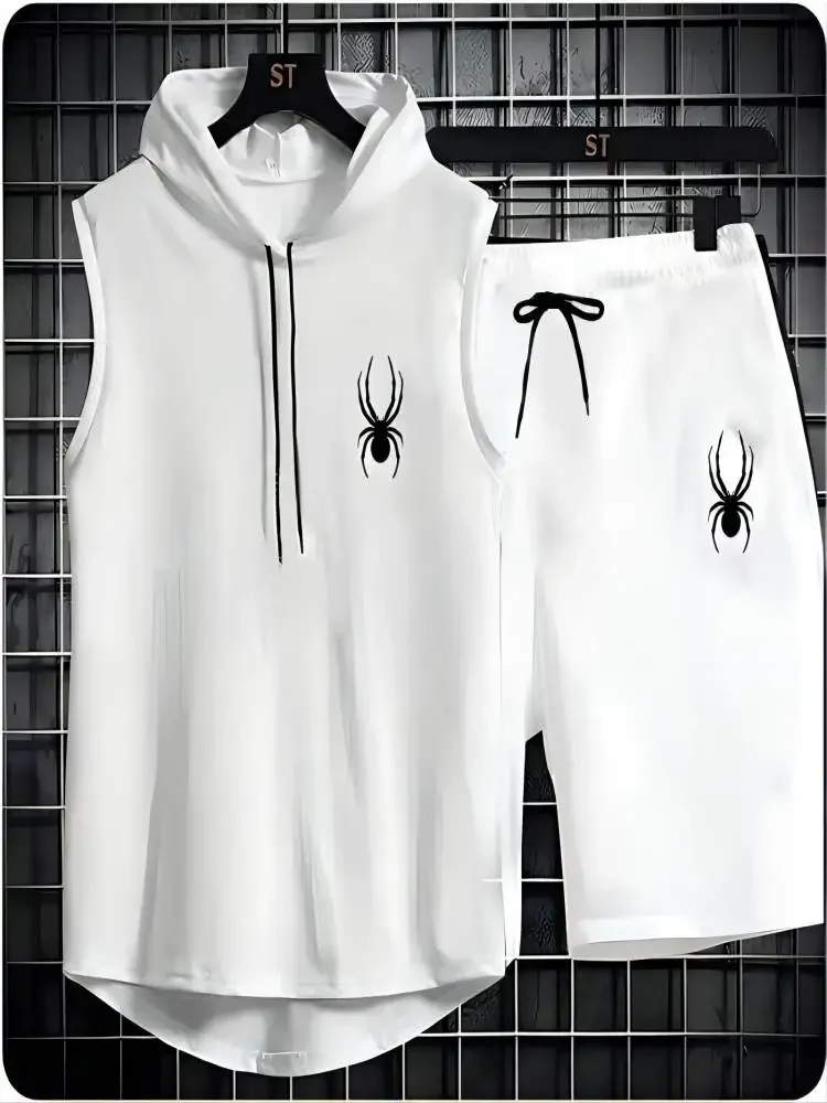 2025 New summer men's sleeveless set summer sports jersey set, men casual sports suit men's loose basketball suit summer tank to thumbnail 6
