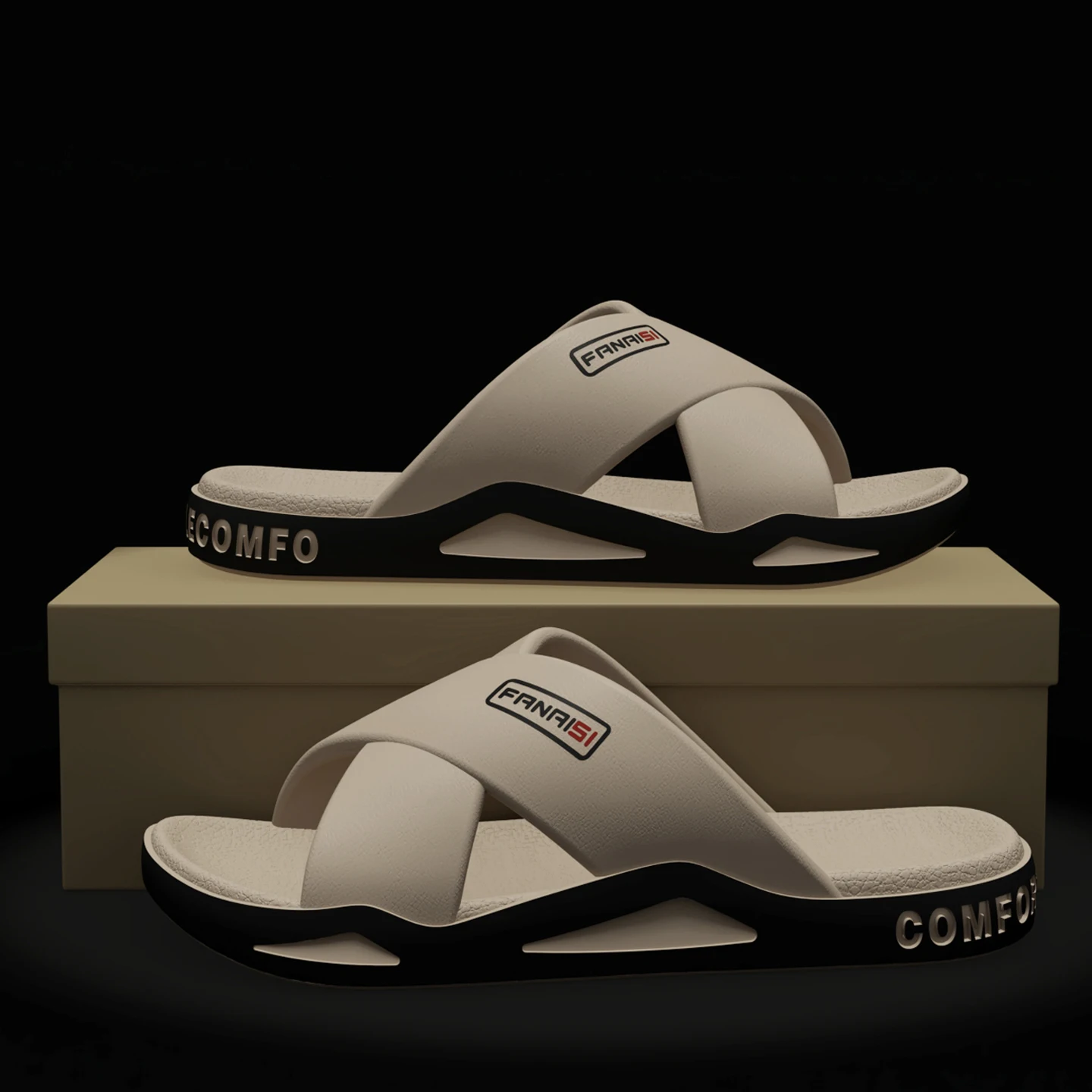 Men's Outdoor Fashion Sandals-Cross Strap Open Toe Slide Sandal,Non-Slip Bath Shower Slippers,Beach Shoes for Swimming & Walking thumbnail 4