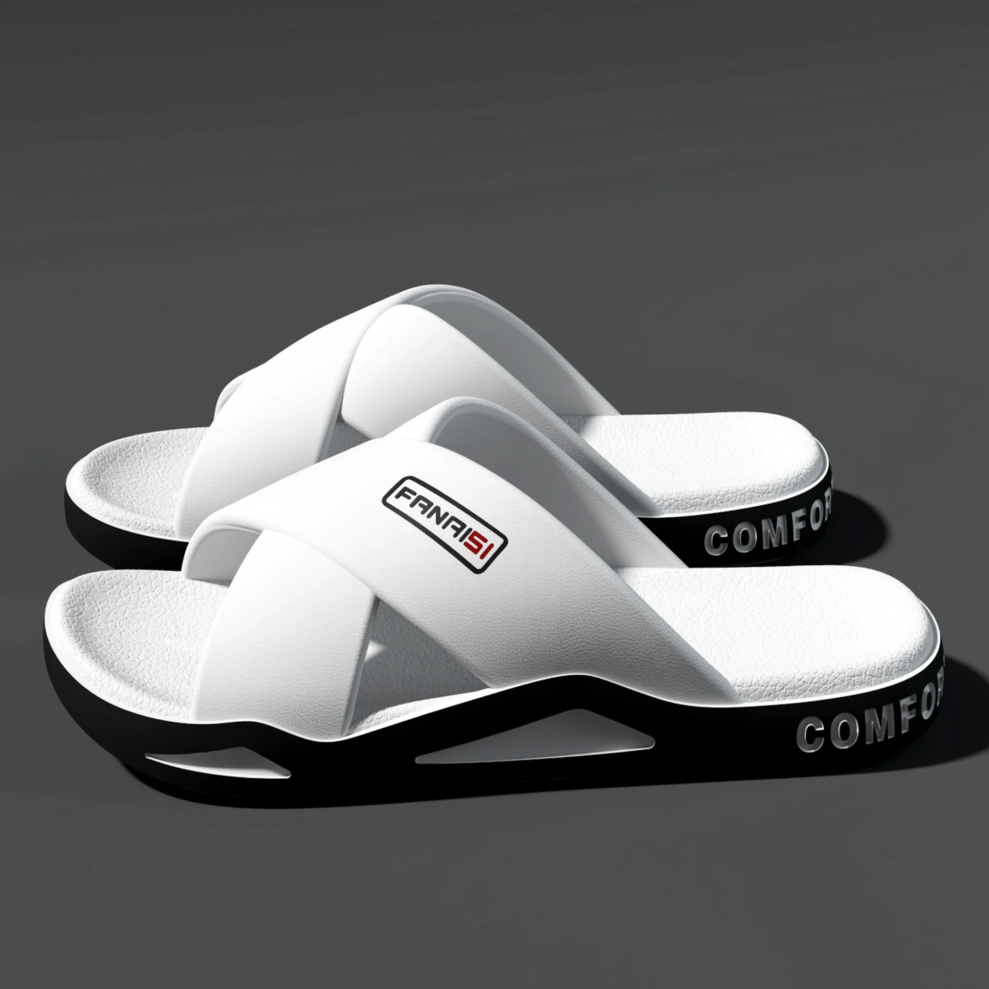 Men's Outdoor Fashion Sandals-Cross Strap Open Toe Slide Sandal,Non-Slip Bath Shower Slippers,Beach Shoes for Swimming & Walking thumbnail 3