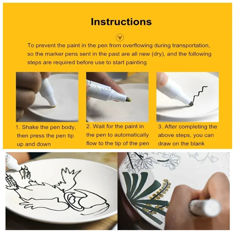 Pottery Art Underglaze Marker Pen Ceramic Pigment Ceramic DIY Painting Special Pen Dot Painting Craft Pottery Tools thumbnail 4