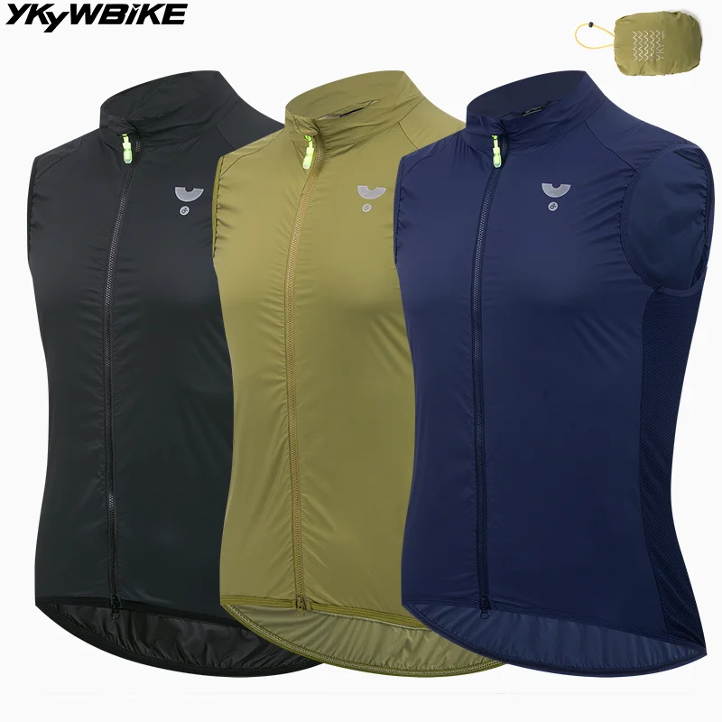 YKYWBIKE Men Cycling Gilet Windproof Waterproof Pro Team Portable Bicycle Windbreaker Road Bike Vest Double Zipper Breathable thumbnail 2