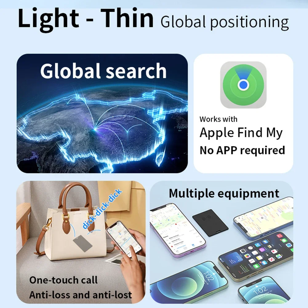 Card-Type Wallet Pet Location Finder Tracker Rechargeable Smart Anti-Loss Bluetooth Locator for Luggage Work With Apple Findmy thumbnail 3