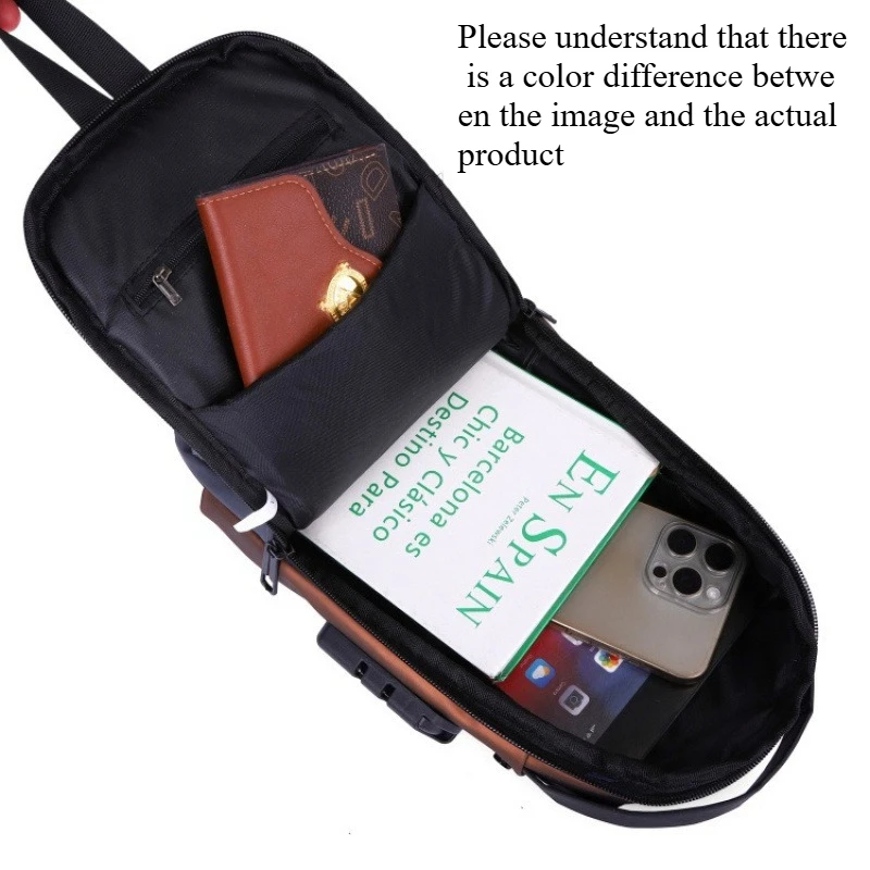 1pc Men'S Anti-Theft Password Lock Chest Bag - Made of Durable Oxford Fabric, Adjustable Shoulder Strap,Suitable for Motorcycles thumbnail 3