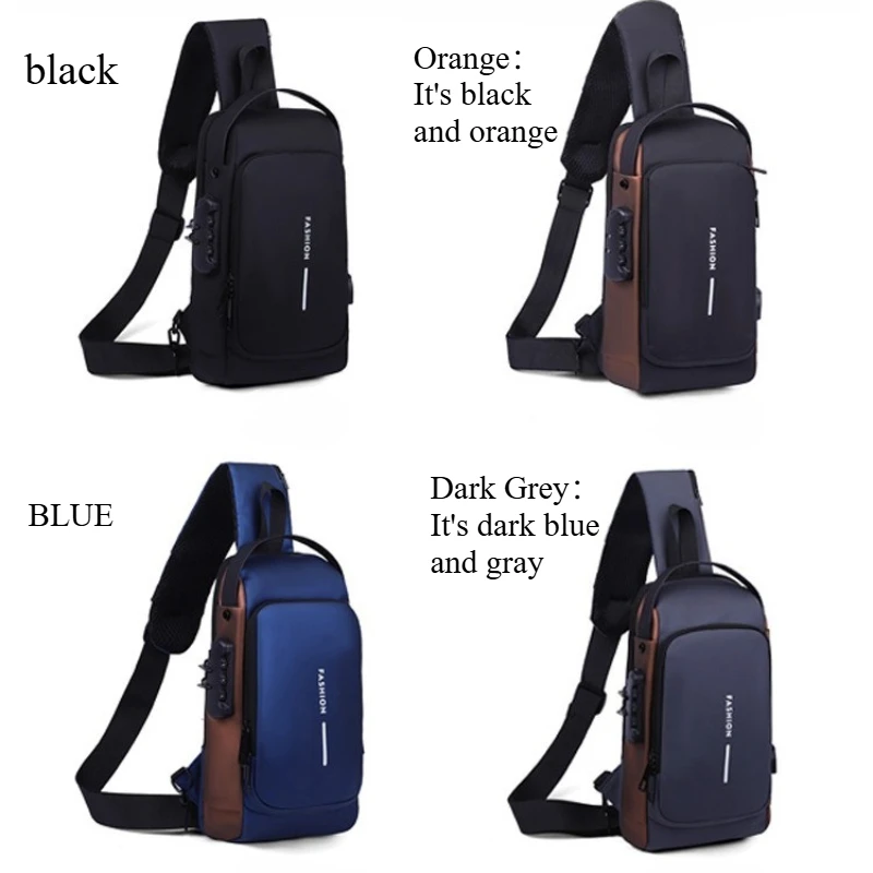 1pc Men'S Anti-Theft Password Lock Chest Bag - Made of Durable Oxford Fabric, Adjustable Shoulder Strap,Suitable for Motorcycles thumbnail 2